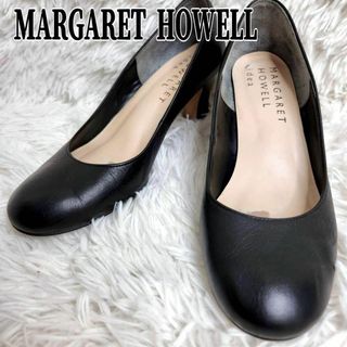 マーガレットハウエル(MARGARET HOWELL)の【極美品】MARGARET HOWELL idea パンプス　レザー　黒　23㎝(ハイヒール/パンプス)