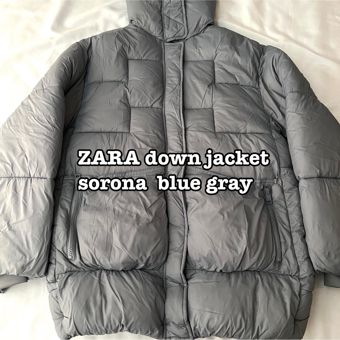 ZARA(ザラ)のZARA ソロナ　sorona  パフコート　ダウンジャケット　M ブルーグレー レディースのジャケット/アウター(ダウンジャケット)の商品写真