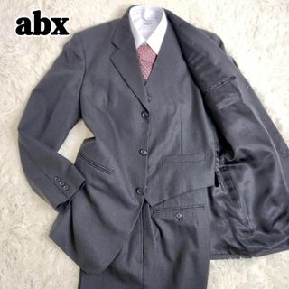 abx - abx　メンズ　スーツ　セットアップ　ビジネス　3B　ストライプ　ダークグレー