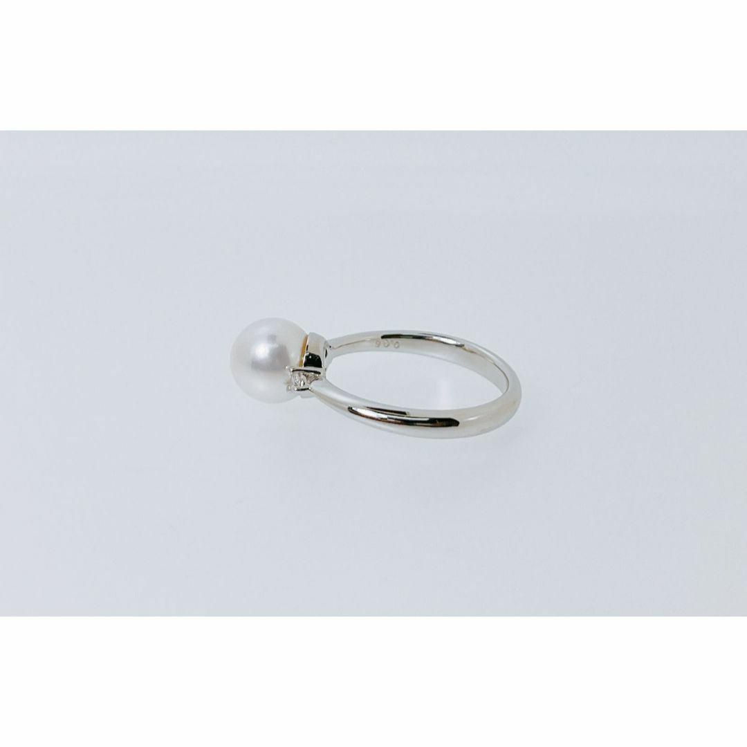 PT900　8㎜　アコヤパール　真珠　0.05ct　リング　白いパール　記念日有サイズ1270016003