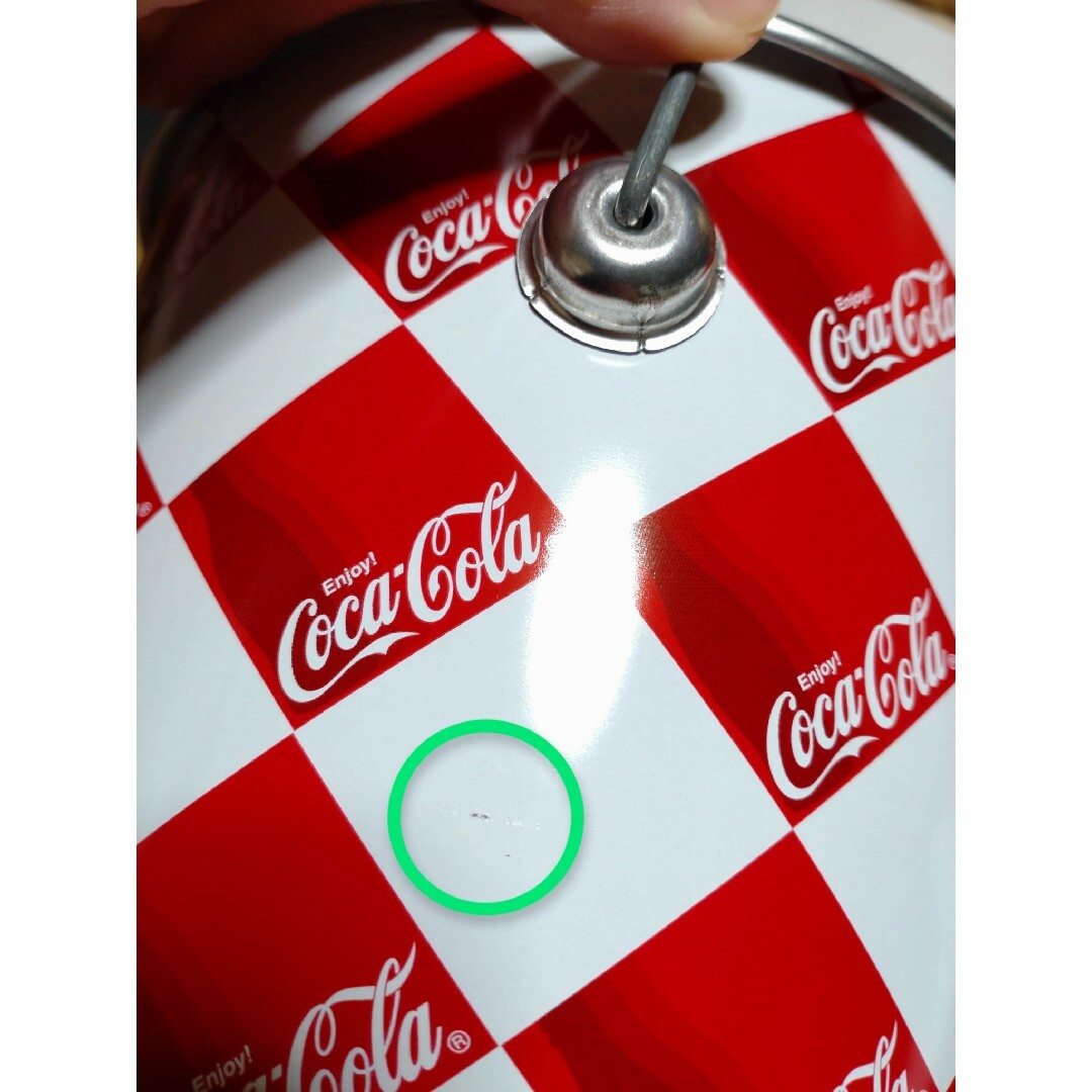 コカ・コーラ(コカコーラ)のコカ・コーラ/Coca-Cola ◆ 筒型 缶 蓋付き チェック柄 赤✖白 ★ エンタメ/ホビーの美術品/アンティーク(その他)の商品写真