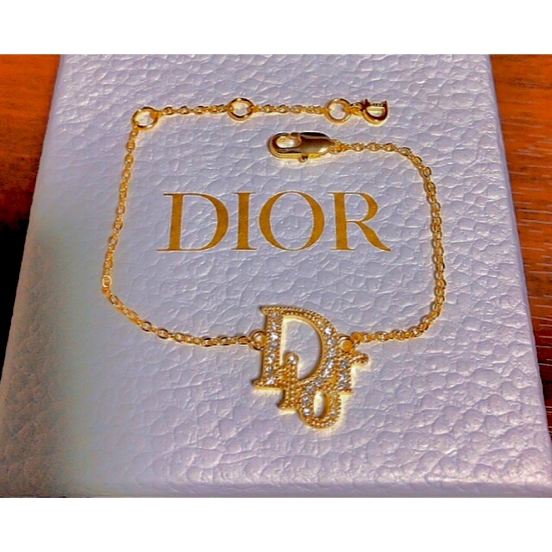 クリスチャンディオール DIOR　ブレスレット　ロゴ　ゴールド　ストーン