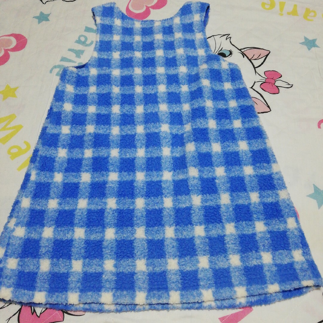 120cm　防寒保温モコモコワンピース　ジャンパースカート　チェックスカート キッズ/ベビー/マタニティのキッズ服女の子用(90cm~)(ワンピース)の商品写真