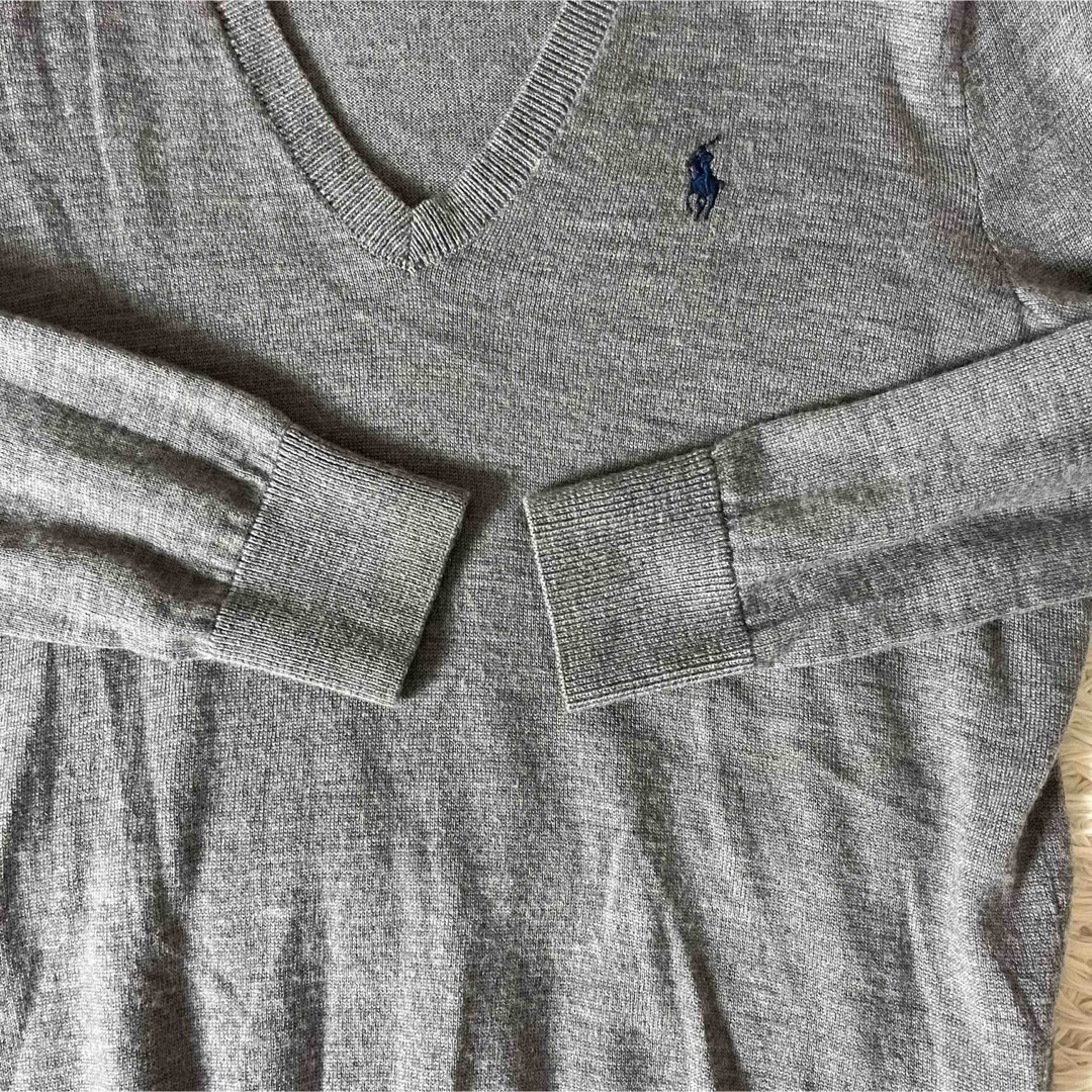 Polo Golf(ポロゴルフ)のポロゴルフ ラルフローレン ニット セーター Vネック 刺繍 グレー XL レディースのトップス(ニット/セーター)の商品写真