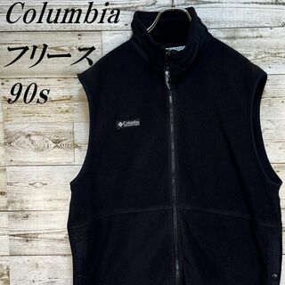 コロンビア(Columbia)の【039】90sUSA規格コロンビアフルジップフリースベストワンポイント(ベスト)