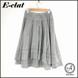 E-clat イークラット レディース ひざ丈 スカート 日本製 LL(ひざ丈スカート)