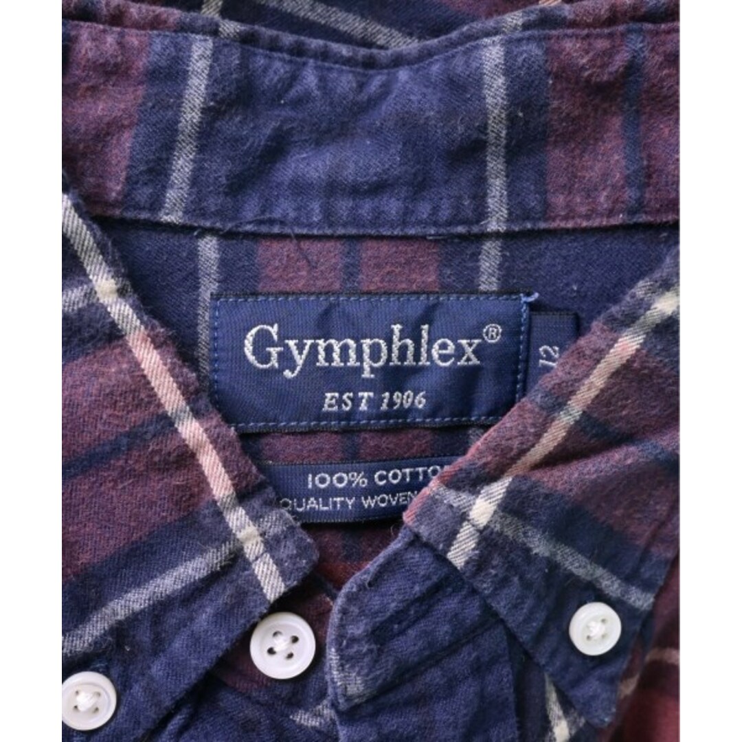 GYMPHLEX - Gymphlex カジュアルシャツ 12(S位) 紺xエンジx白(チェック