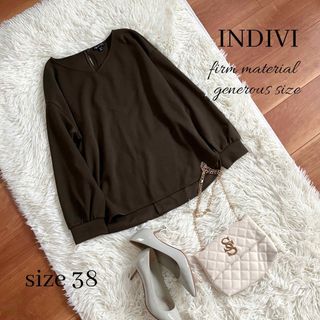 インディヴィ(INDIVI)の◆美品◆INDIVI◆ハリ感◆ゆったりめ大きめ◆カーキ長袖プルオーバー◆M(シャツ/ブラウス(長袖/七分))