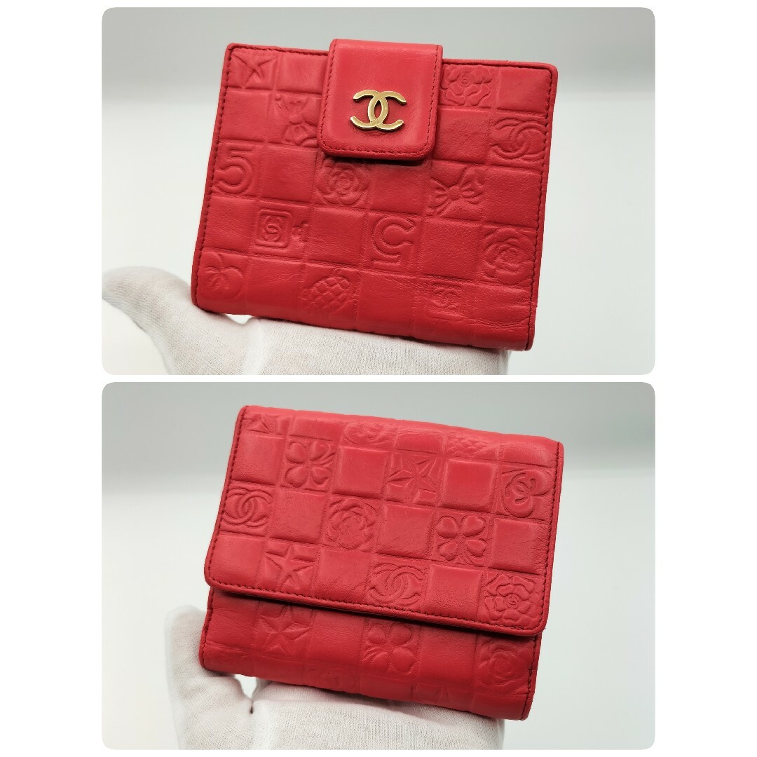 CHANEL(シャネル)の美品☆シャネル アイコンライン Wホック 折り財布 レッド レディースのファッション小物(財布)の商品写真