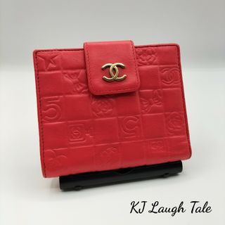 シャネル(CHANEL)の美品☆シャネル アイコンライン Wホック 折り財布 レッド(財布)