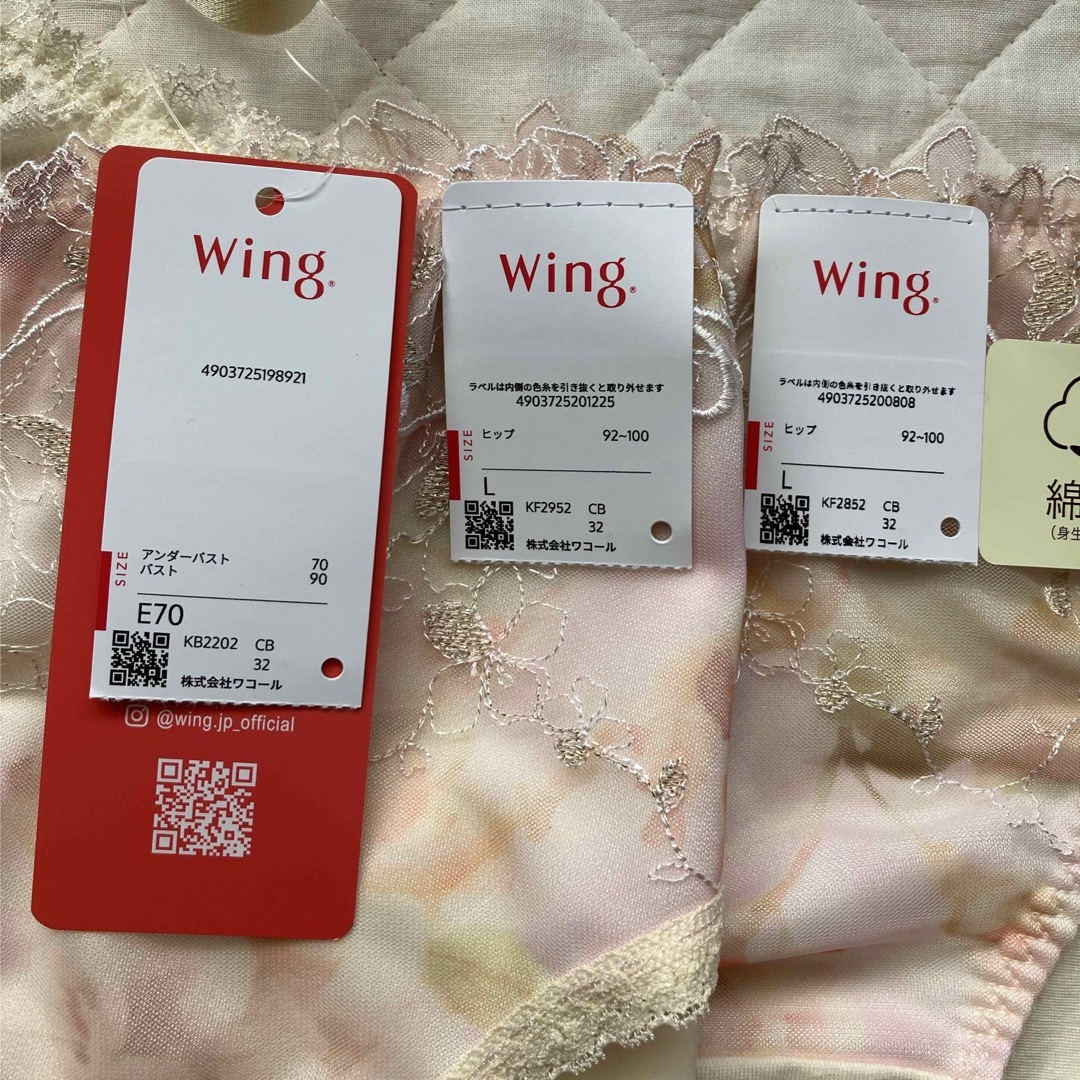 Wacoal(ワコール)のWacoal wing【エアリーソフトブラ】E70ブラ&ペアショーツLサイズ レディースの下着/アンダーウェア(ブラ&ショーツセット)の商品写真