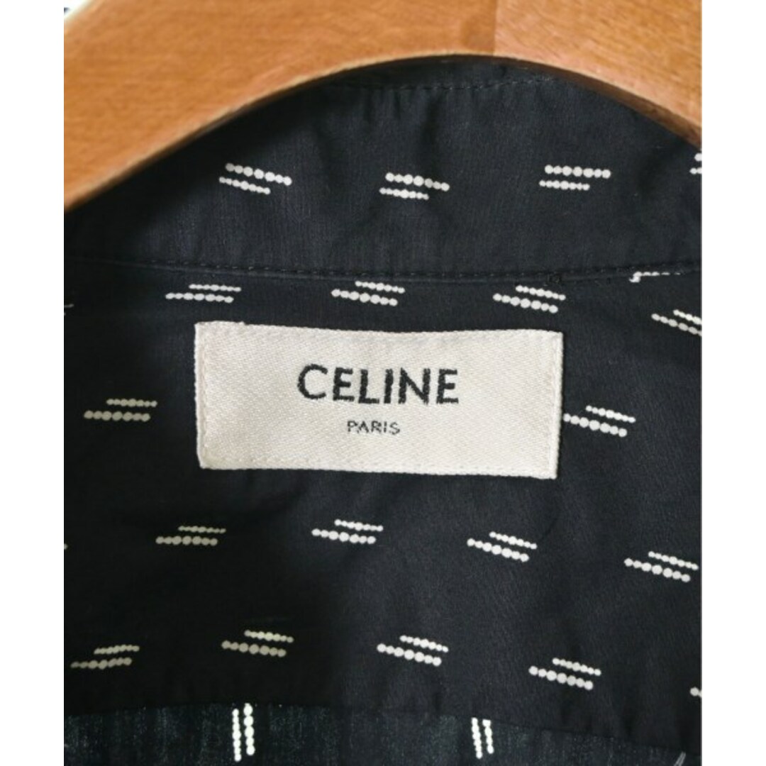 celine(セリーヌ)のCELINE セリーヌ カジュアルシャツ 37(XS位) 黒x白(総柄) 【古着】【中古】 メンズのトップス(シャツ)の商品写真