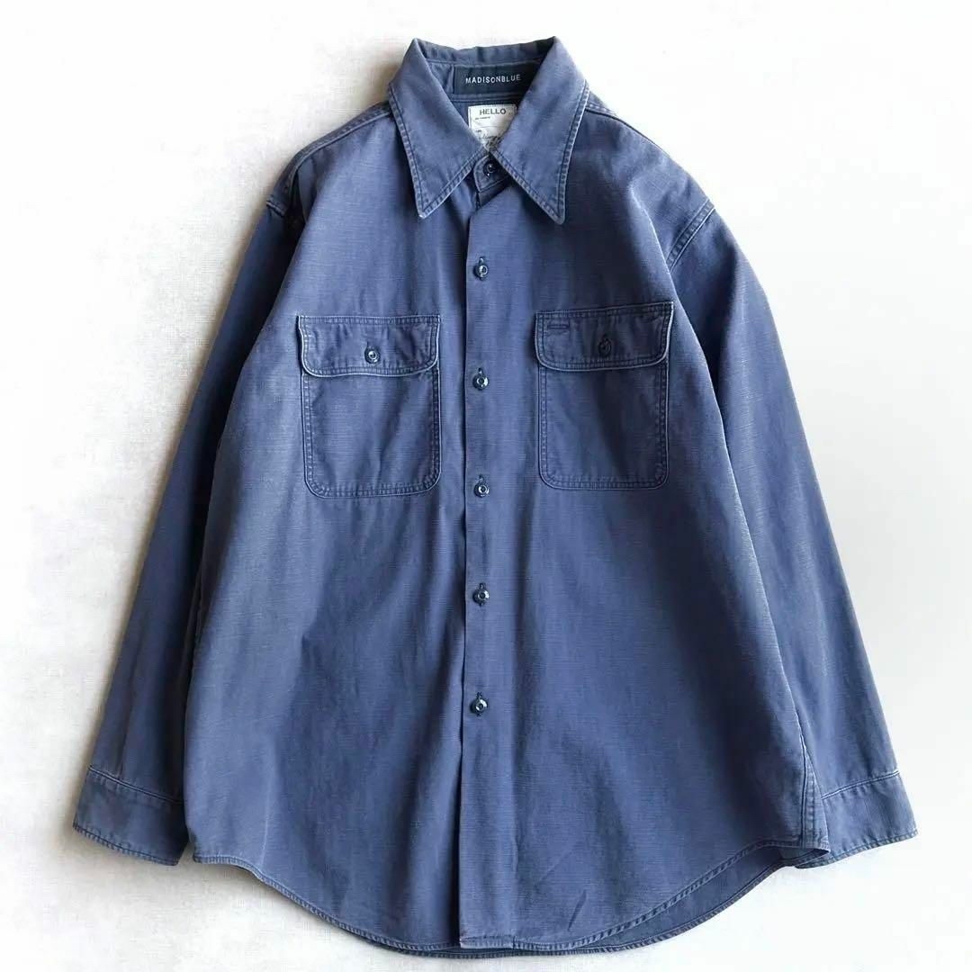 美品▲マディソンブルー×IENA //HAMPTONシャツ▲ネイビー▲サイズ01