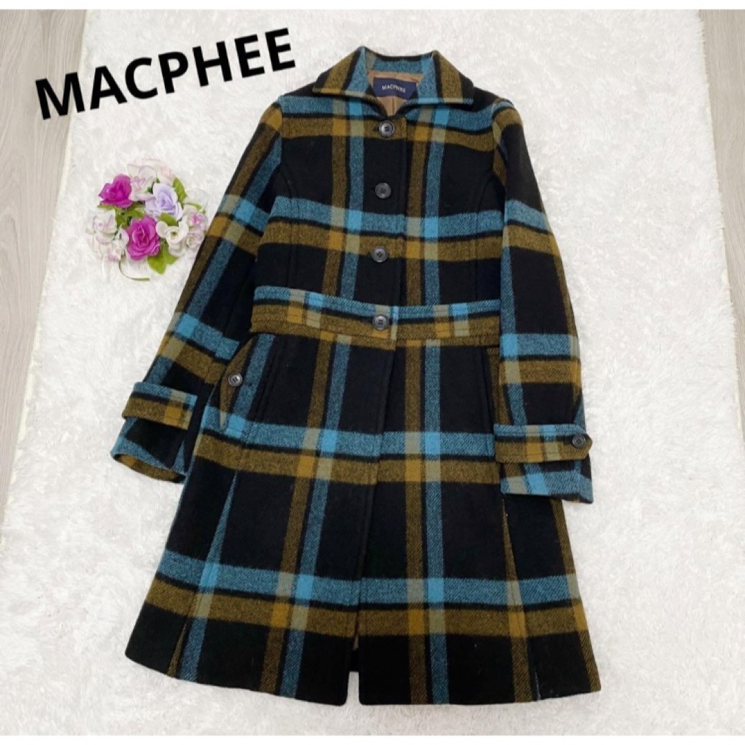 MACPHEE(マカフィー)のMACPHEE マカフィー　チェック柄　ウールコート レディースのジャケット/アウター(ロングコート)の商品写真