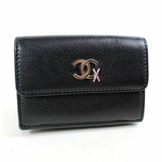 シャネル(CHANEL)のシャネル 三つ折り財布　美品　CHANEL ミニ財布　ブラック　黒　r325　【中古】(財布)