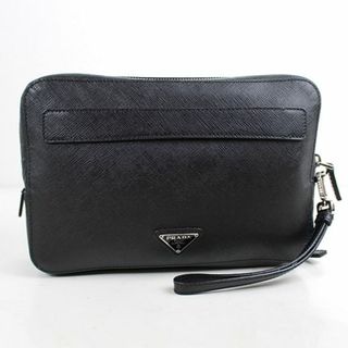 プラダ(PRADA)のプラダ セカンドバッグ　クラッチバッグ 黒　ブラック　美品　ポーチ 　PRADA ハンドバッグ　r345　【中古】(セカンドバッグ/クラッチバッグ)