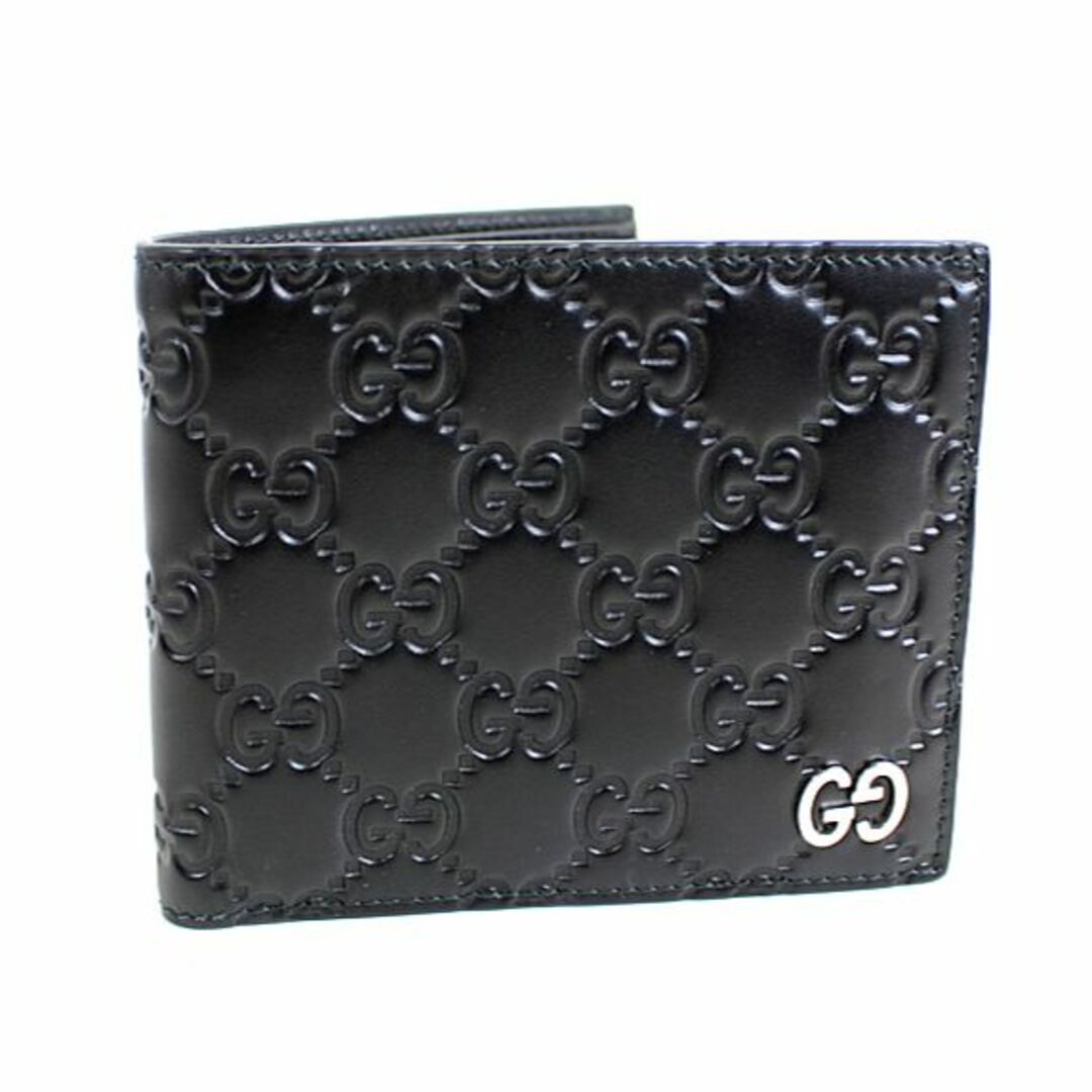 最高の品質 グッチ 二つ折り財布 グッチシマ GUCCI GG柄 ブラック 黒
