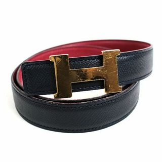 エルメス(Hermes)のエルメス コンスタンスミニ ベルト ブラック×レッド×ゴールド金具　黒×赤　サイズ70　r378　【中古】(ベルト)