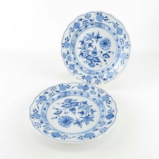 マイセン(MEISSEN)の美品 MEISSEN マイセン ブルーオニオン 472 中皿 2枚 ペア 20cmプレート ケーキ ランチ SU4397Q (食器)