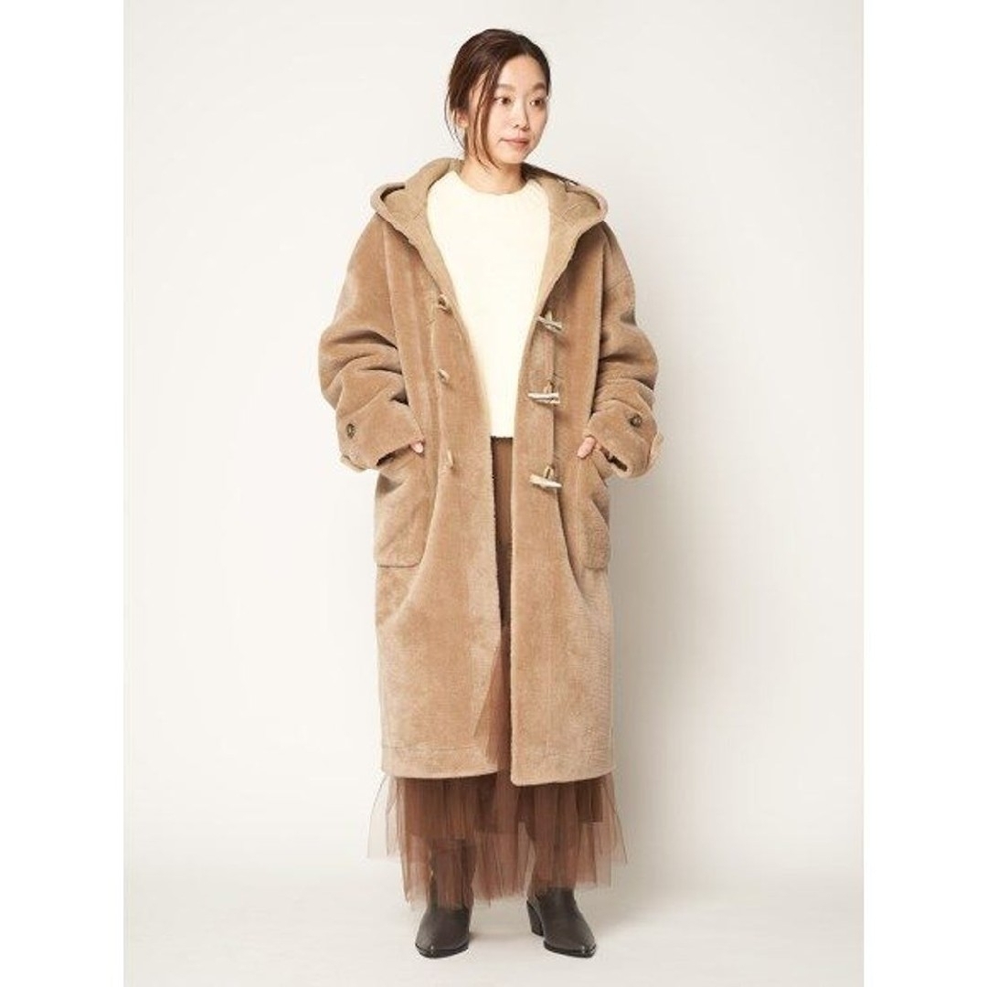 fur fur(ファーファー)のFURFUR【新品】ボアダッフルコート ベージュ レディースのジャケット/アウター(ダッフルコート)の商品写真