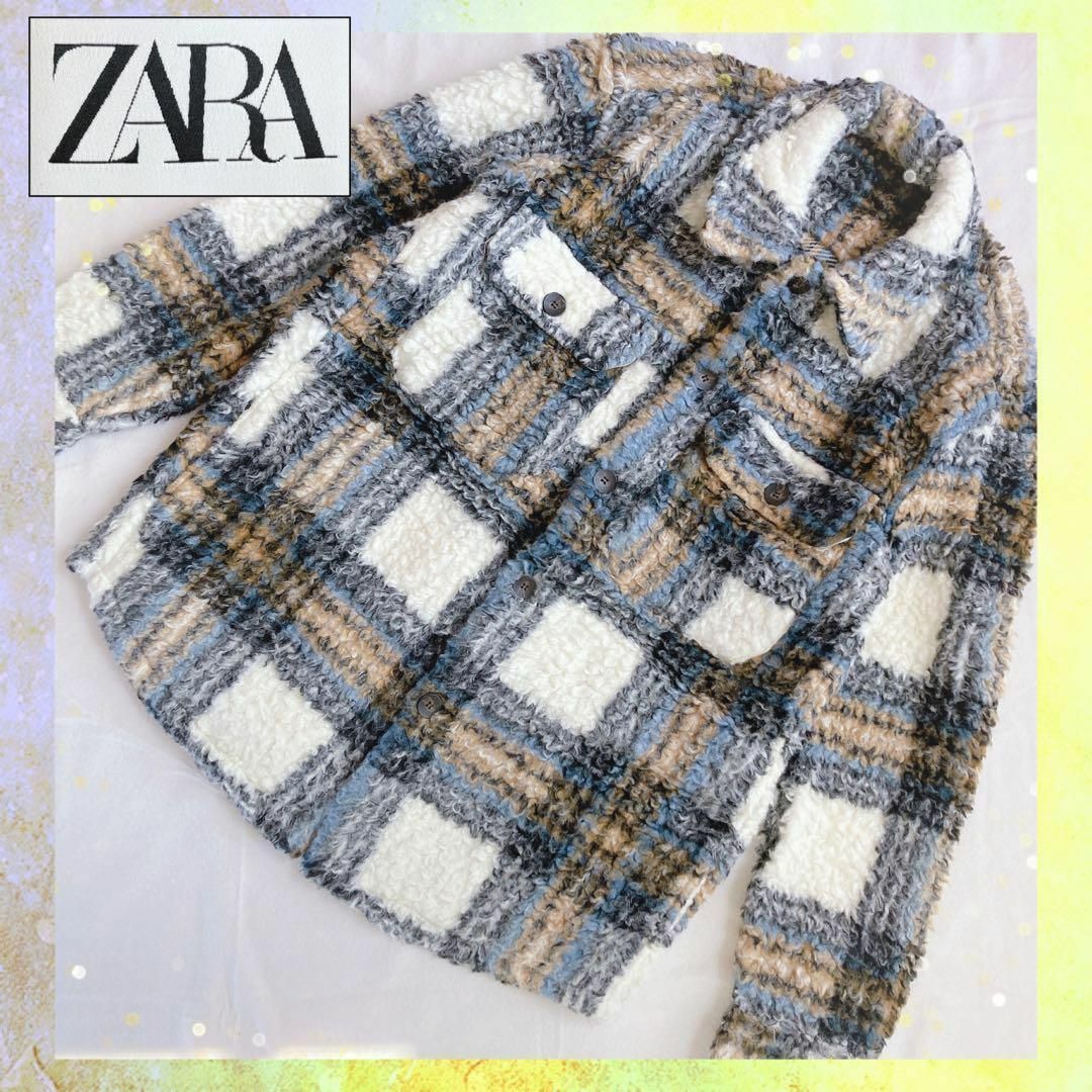 ZARA - ZARA 起毛ニット チェック柄 シャツ ジャケット L アウター ...