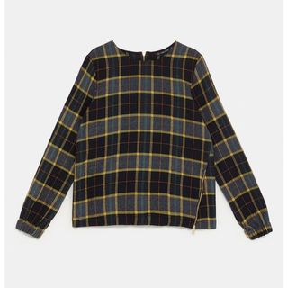 ザラ(ZARA)のZARA チェック柄ジッパートップス(シャツ/ブラウス(長袖/七分))