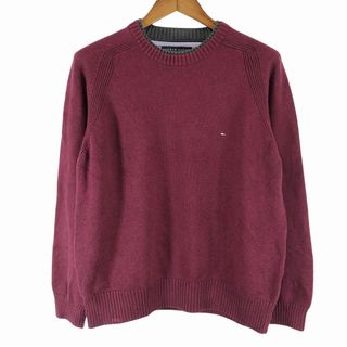 トミーヒルフィガー(TOMMY HILFIGER)のTOMMY HILFIGER トミーヒルフィガー ワンポイントロゴ セーター カジュアル ワインレッド (メンズ L) 中古 古着 P0331(ニット/セーター)