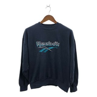 リーボック(Reebok)の90年代 Reebok リーボック 英文字ブランドロゴ スウェット ネイビー (メンズ M) 中古 古着 P0387(スウェット)