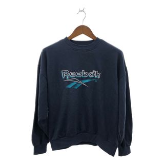 リーボック(Reebok)の90年代 Reebok リーボック 英文字ブランドロゴ スウェット ネイビー (メンズ M) 中古 古着 P0387(スウェット)