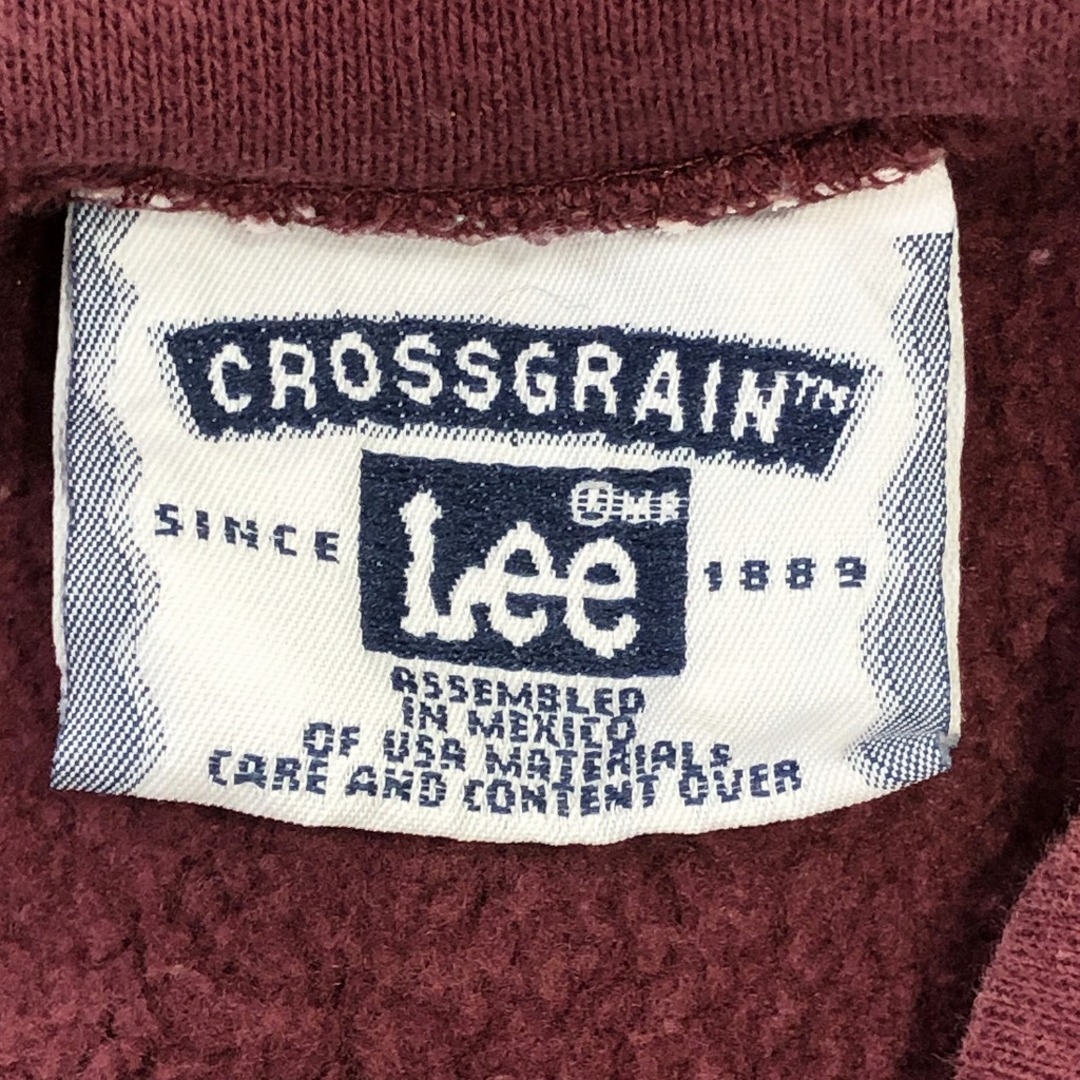 Lee(リー)の90年代 Lee リー クルーネック スウェット 防寒  アメカジ  カレッジ ワインレッド (メンズ -- XL相当) 中古 古着 P0310 メンズのトップス(スウェット)の商品写真
