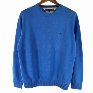 トミーヒルフィガー(TOMMY HILFIGER)のTOMMY HILFIGER トミーヒルフィガー クルーネック コットンセーター 大きいサイズ  アメカジ ライトブルー (メンズ XXL) 中古 古着 P0317(ニット/セーター)