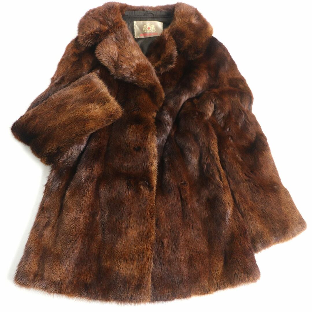 極美品◆MITSUKOSHI　三越　MINK　ミンク　本毛皮コート　ブラウン　毛質艶やか・柔らか◎約48cm着丈