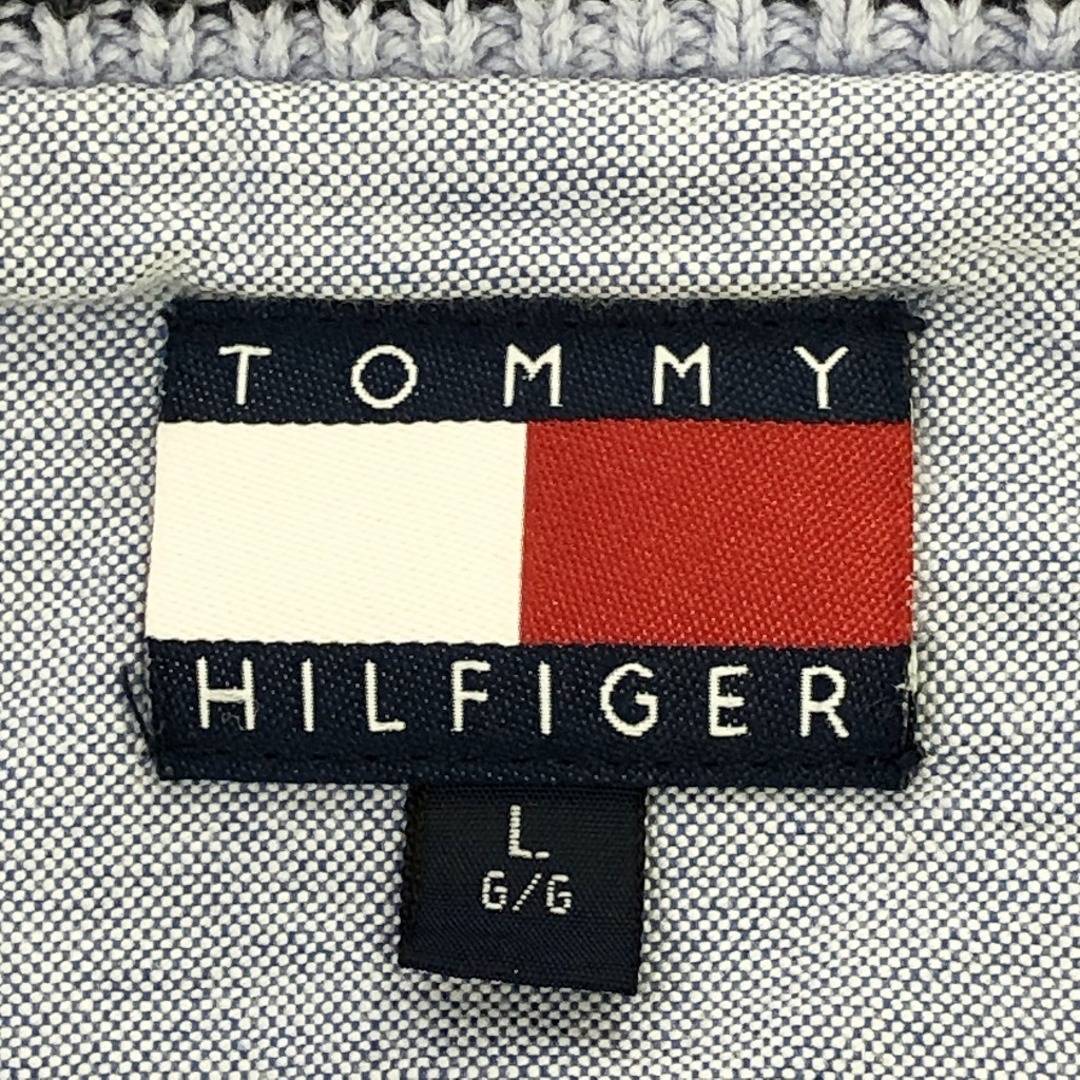 TOMMY HILFIGER(トミーヒルフィガー)のTOMMY HILFIGER トミーヒルフィガー クルーネックセーター 防寒  アメカジ ライトブルー (メンズ L) 中古 古着 P0303 メンズのトップス(ニット/セーター)の商品写真