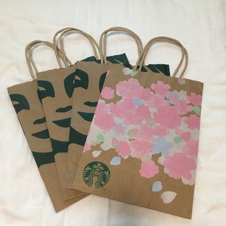 スターバックス(Starbucks)のスタバ　ショップ袋　4枚セット　定番3枚　桜1枚　 スターバックス 紙袋 (ショップ袋)