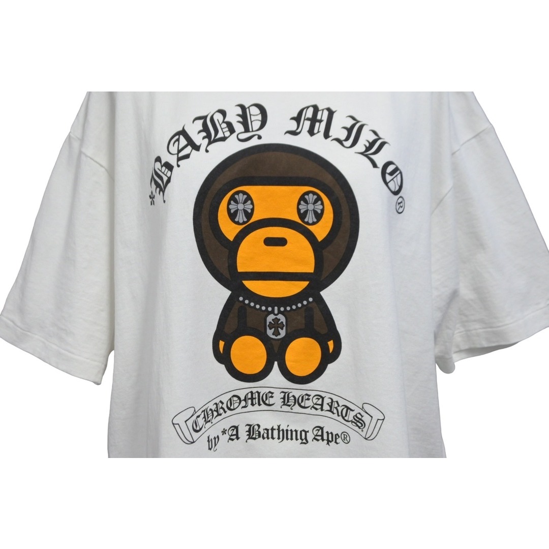 A BATHING APE(アベイシングエイプ)のA BATHING APE アベイシングエイプ×Chrome Hearts クロムハーツ コラボ 半袖Tシャツ L ホワイト 美品 中古 57001 メンズのトップス(Tシャツ/カットソー(半袖/袖なし))の商品写真