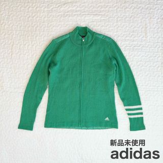 アディダス(adidas)の新品未使用　アディダス　ニット　カーディガン　ダウン　薄手　ゴルフ　緑　XS(ウエア)