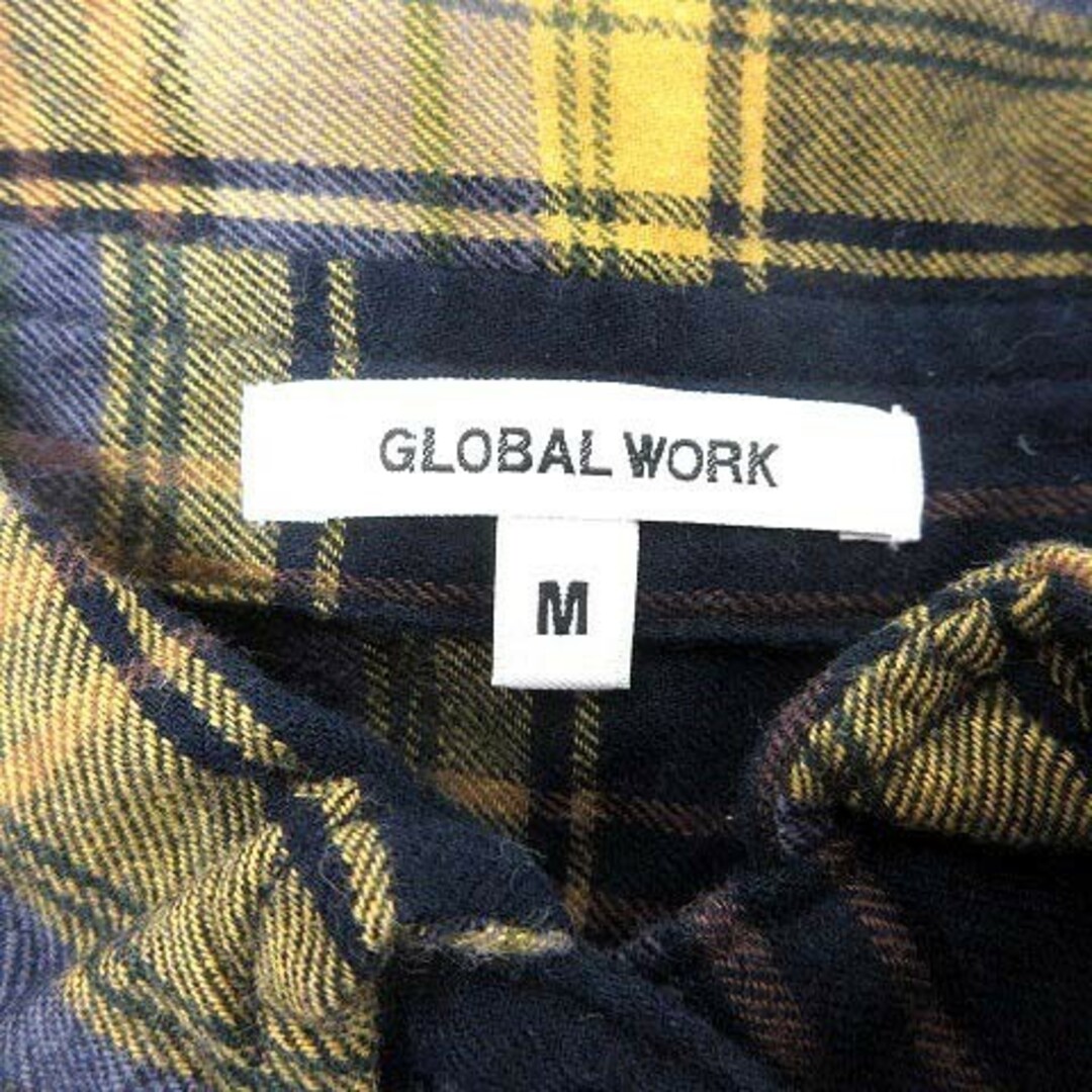 GLOBAL WORK(グローバルワーク)のGLOBAL WORK ネルシャツ チェック 長袖 M 紺 ネイビー 黄色 レディースのトップス(シャツ/ブラウス(長袖/七分))の商品写真