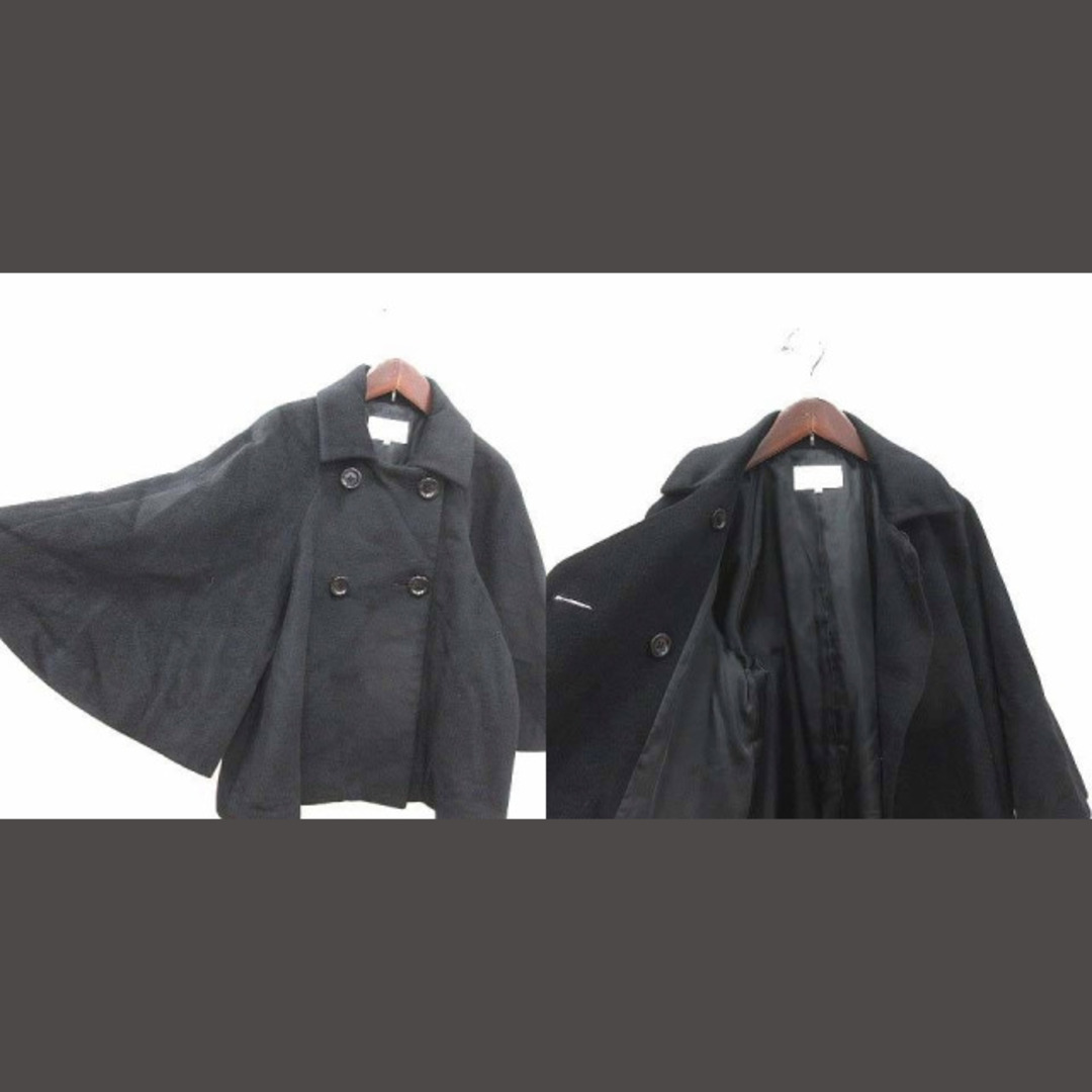 M-premier(エムプルミエ)のエムプルミエ ステンカラージャケット ポンチョ風 長袖 ダブル 36 黒 ■MO レディースのジャケット/アウター(その他)の商品写真