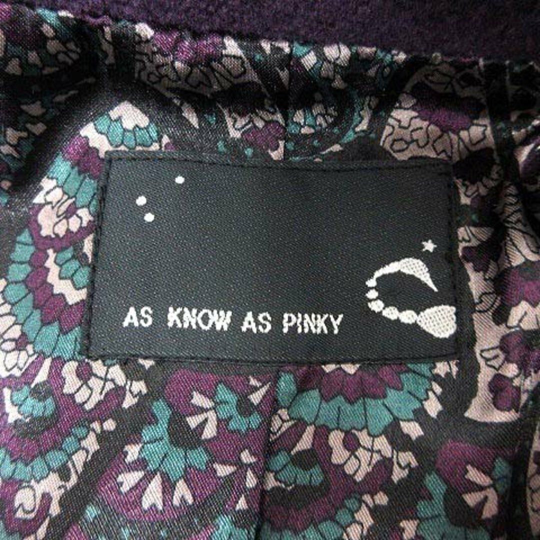 AS KNOW AS PINKY(アズノゥアズピンキー)のAS KNOW AS PINKY スタンドカラーコート ダブル 総裏地 紫 レディースのジャケット/アウター(その他)の商品写真