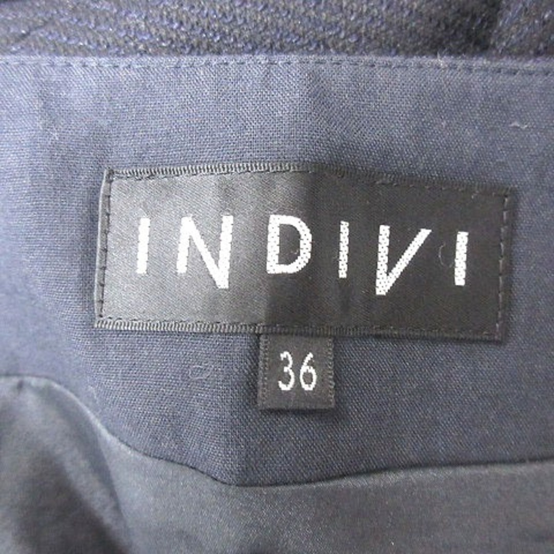 INDIVI(インディヴィ)のインディヴィ INDIVI プリーツスカート ひざ丈 36 濃紺 ネイビー レディースのスカート(ひざ丈スカート)の商品写真