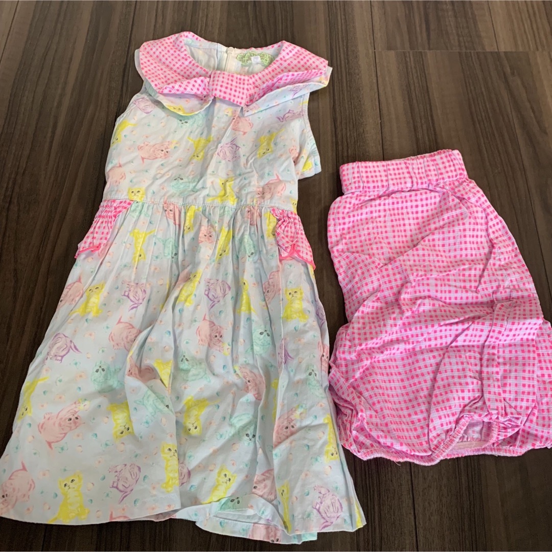 fafa(フェフェ)のネコちゃんワンピース&ブルマ120サイズ キッズ/ベビー/マタニティのキッズ服女の子用(90cm~)(ワンピース)の商品写真