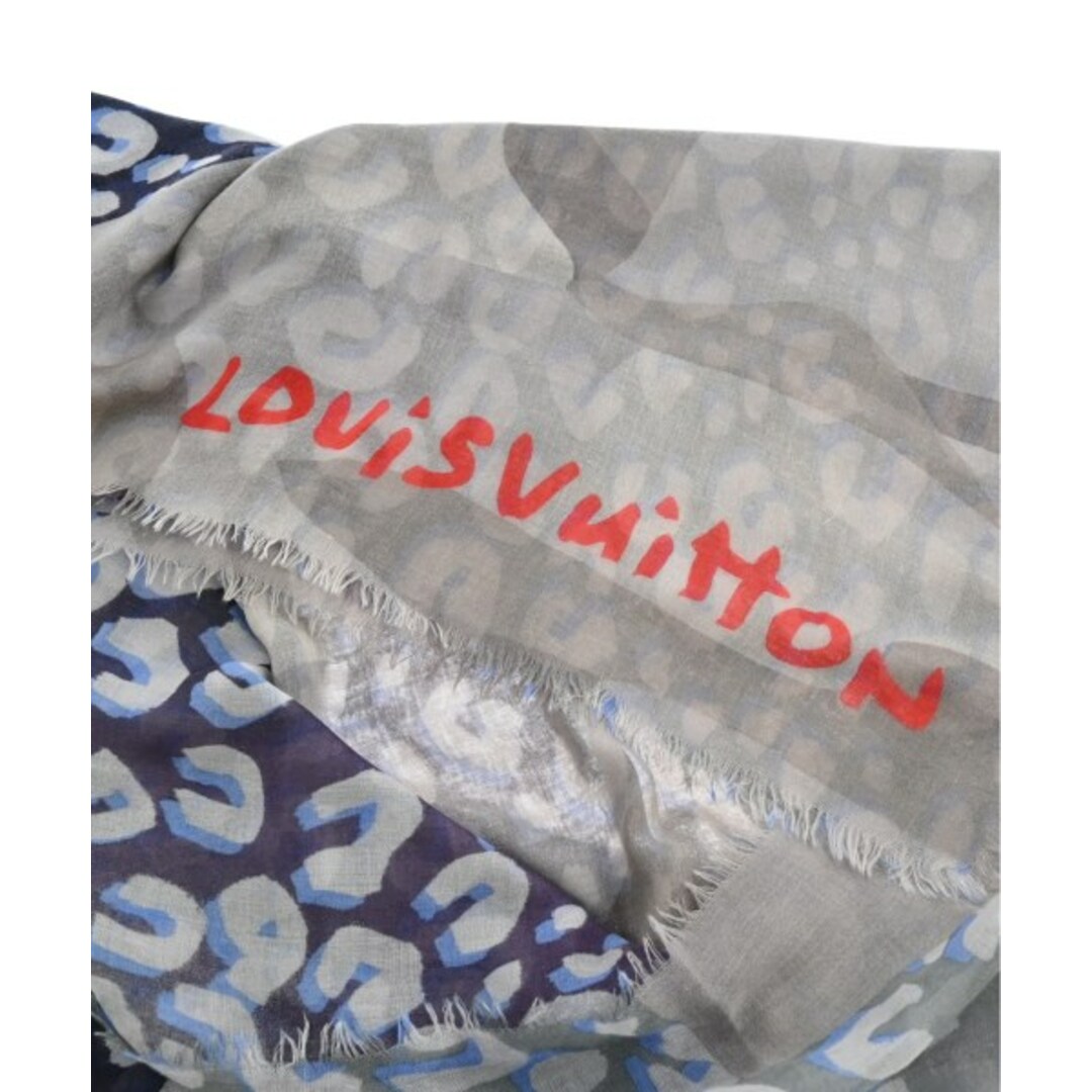 LOUIS VUITTON(ルイヴィトン)のLOUIS VUITTON ストール - グレーx紺系x白系等(総柄) 【古着】【中古】 レディースのファッション小物(ストール/パシュミナ)の商品写真