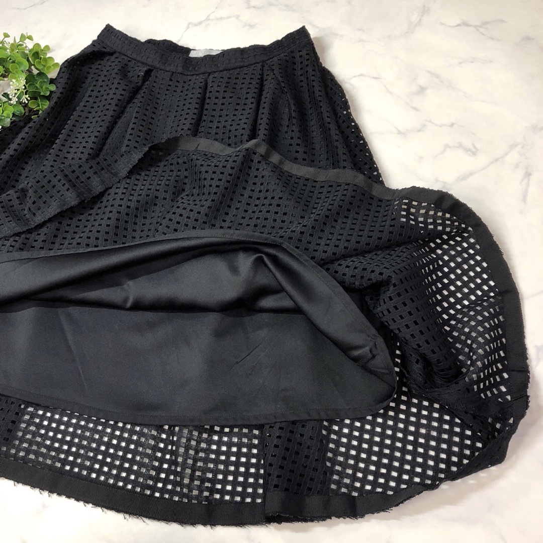 dinos(ディノス)のDAMAダーマコレクションの黒シースルー重ねスカートW67 レディースのスカート(ひざ丈スカート)の商品写真