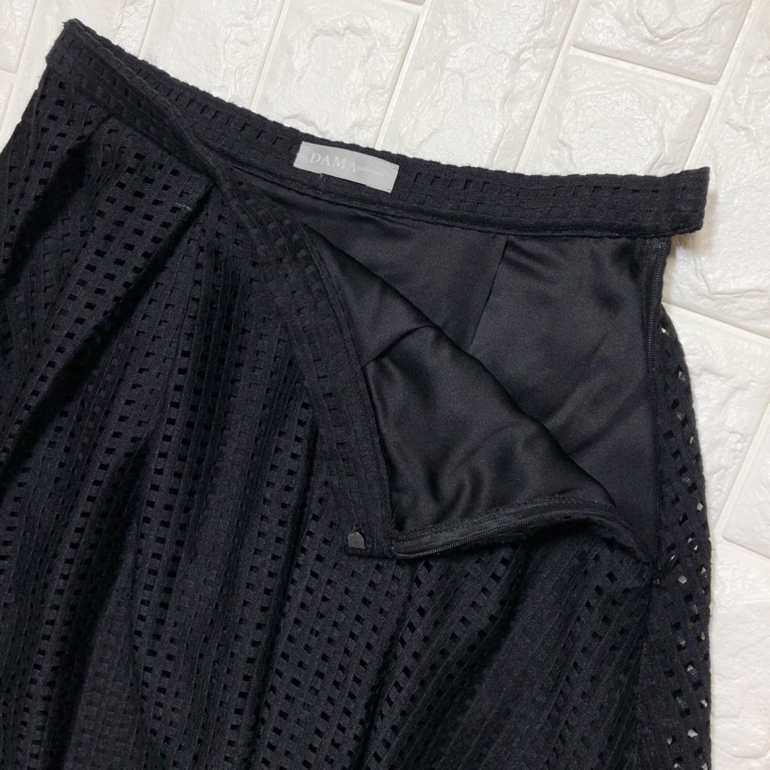 dinos(ディノス)のDAMAダーマコレクションの黒シースルー重ねスカートW67 レディースのスカート(ひざ丈スカート)の商品写真