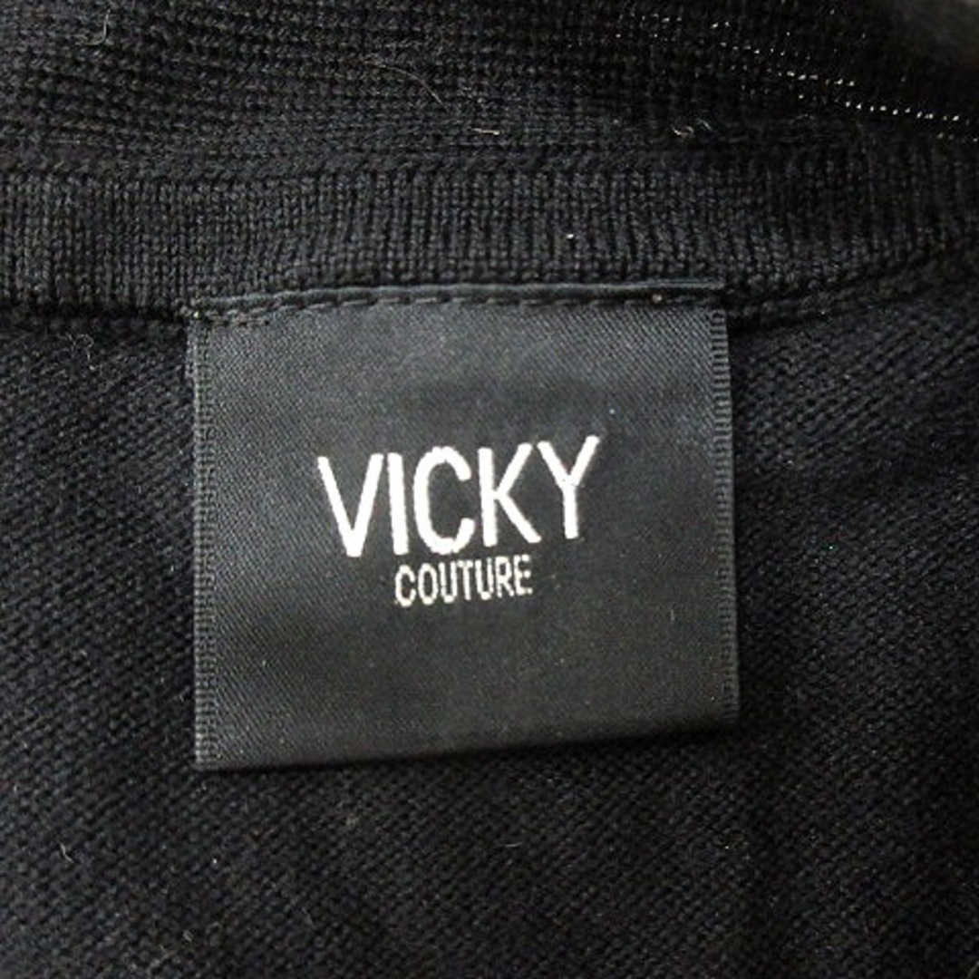 VICKY(ビッキー)のビッキー ニット カットソー ボウタイ ノースリーブ パール ウール 2 黒 レディースのトップス(ニット/セーター)の商品写真