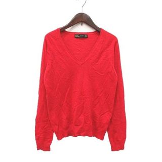 ザラ(ZARA)のザラ ニット カットソー 長袖 ラグランスリーブ Vネック L 赤 レッド(ニット/セーター)