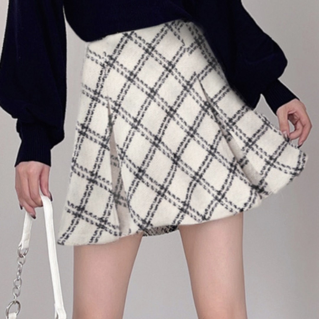 GRL(グレイル)のGRL ダイヤチェック柄ツイードフレアミニスカート レディースのスカート(ミニスカート)の商品写真