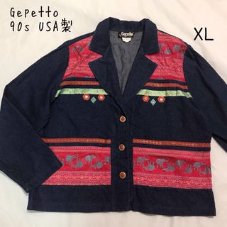 90s USA Gepetto メキシカンデニムジャケット エレファント XL(Gジャン/デニムジャケット)