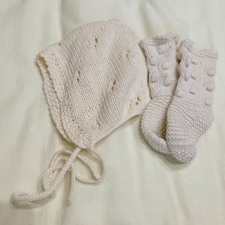 プティマイン(petit main)のbonnet・socks set /ボンネットと靴下セット(帽子)