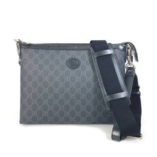 グッチ(Gucci)のグッチ GUCCI 726833 インターロッキングG メッセンジャーバッグ カバン 斜め掛け ショルダーバッグ GGスプリームキャンバス ブラック 新品同様(ショルダーバッグ)